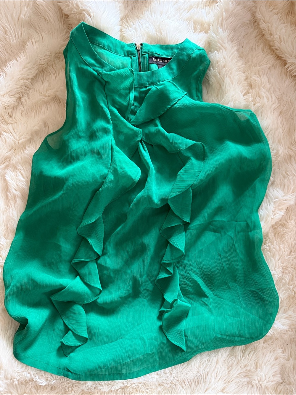 Emerald Ruffle Sleeveless Blouse by Duro Olowu